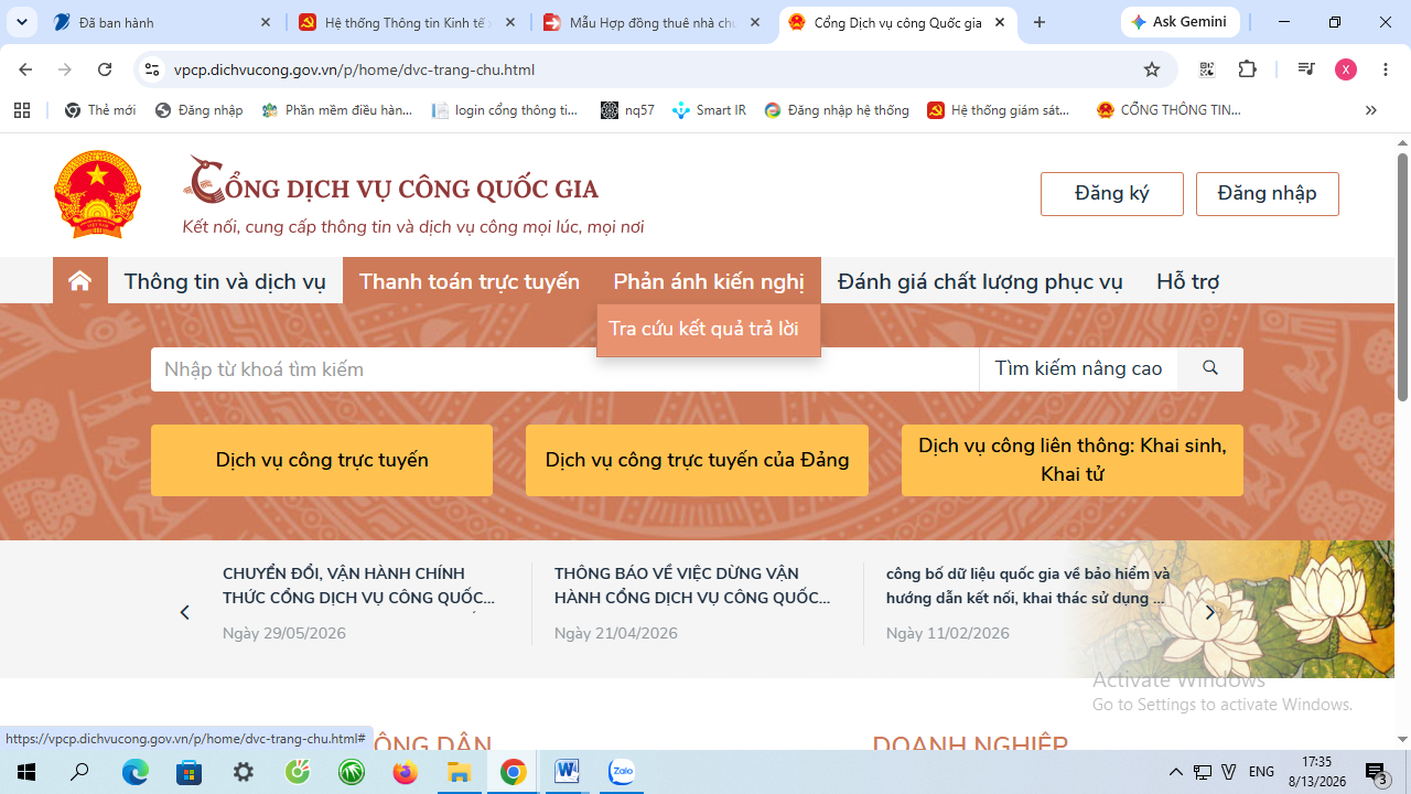 Cổng dịch vụ công quốc gia